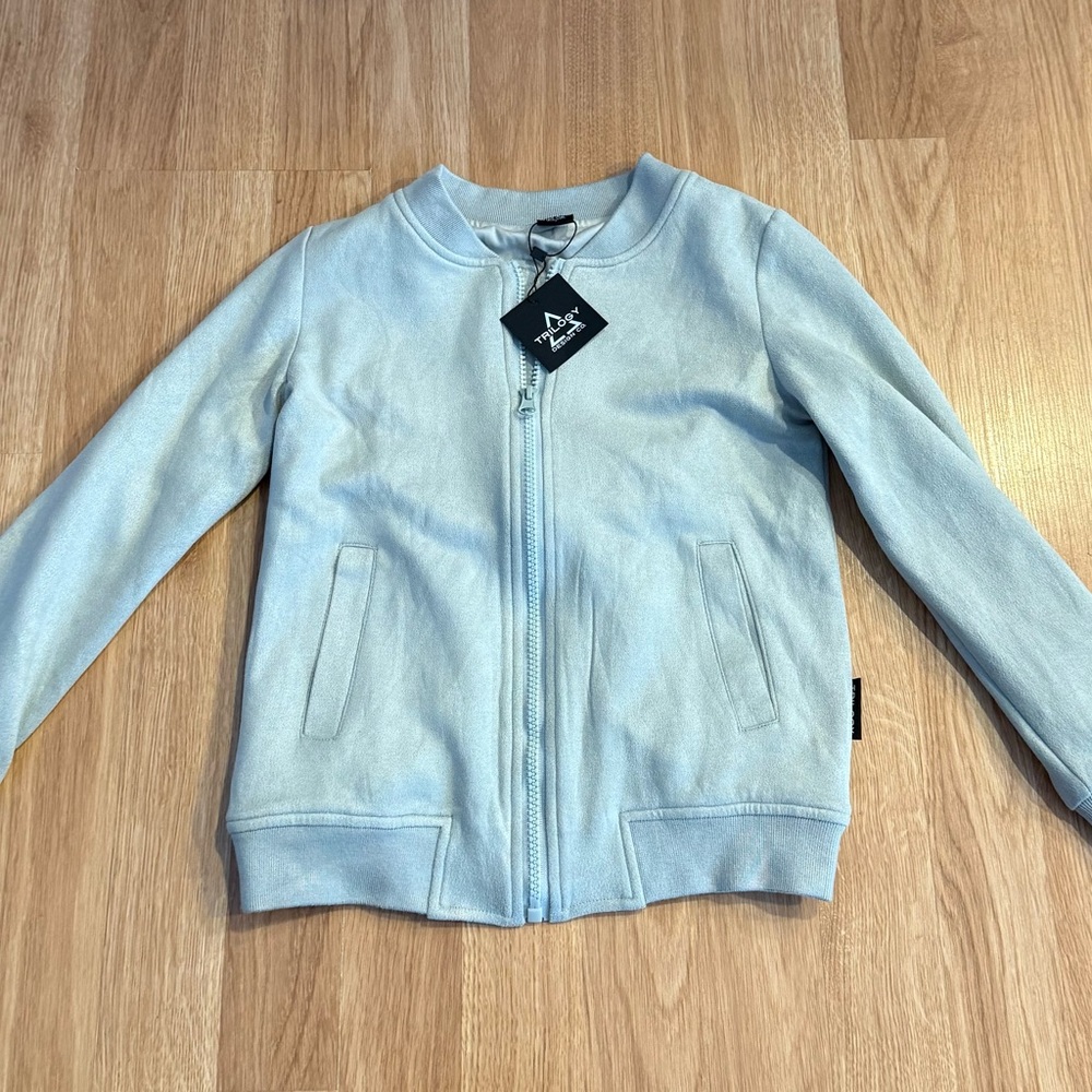 Toddler Trilogy Design Co. Suede Full Zip Jacket - Aqua - Size 6 - NWT